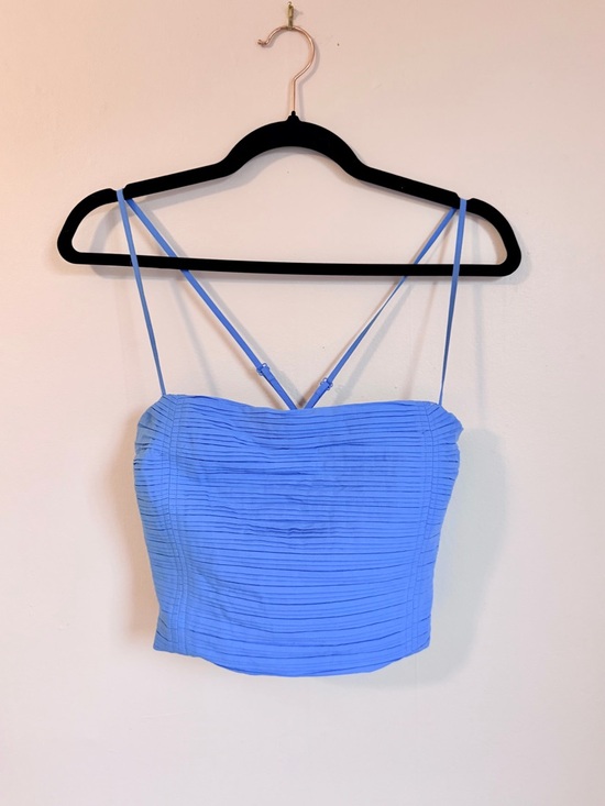 Madewell Tops - Madewell Blue Pleated Crop Top NWOT  Coastal Cowgirl Size 6